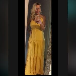 Sunshine Yellow Sleeveless Button-Front Maxi Dress